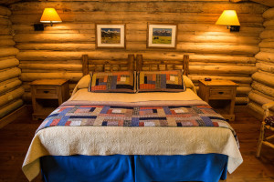 King bed in Dining Cabin 2 | Best Dude Ranches in Wyoming | CM Ranch