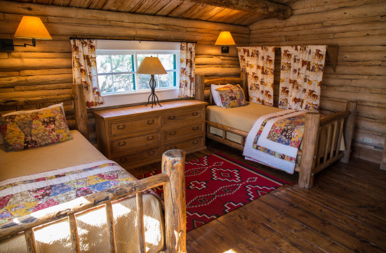 Twin Bedroom in Hill Cabin 3 | Wyoming Dude Ranches for Families | CM Ranch