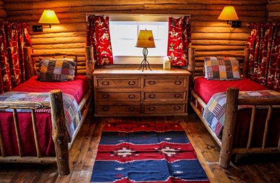 Twin Bedroom in Hill Cabin 4 | Cabins in Dubois Wyoming | CM Ranch