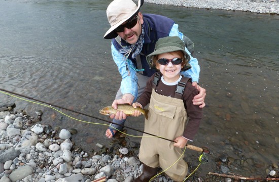 A father and child fishing near CM Ranch in Dubois, WY | Wyoming dude ranch